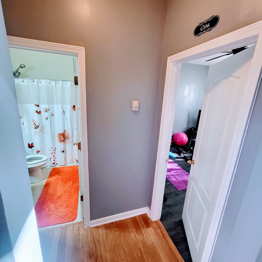 Gym next to bathroom