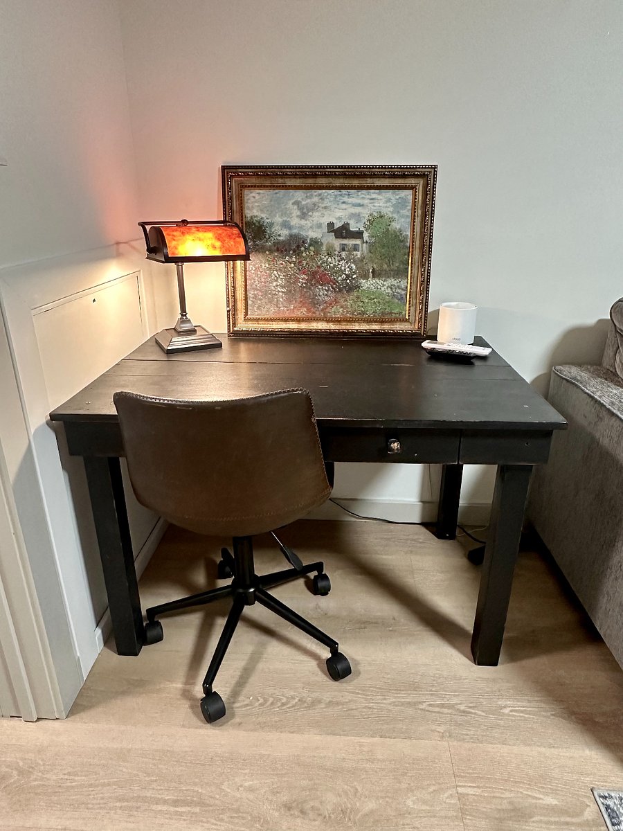 Designated work space in living area.