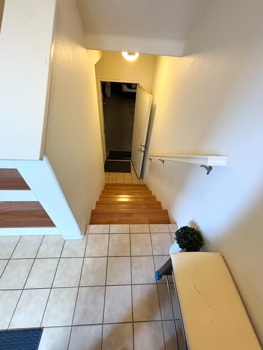 Stairs down to garage