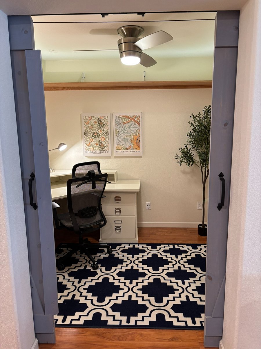 Office with sliding barn doors