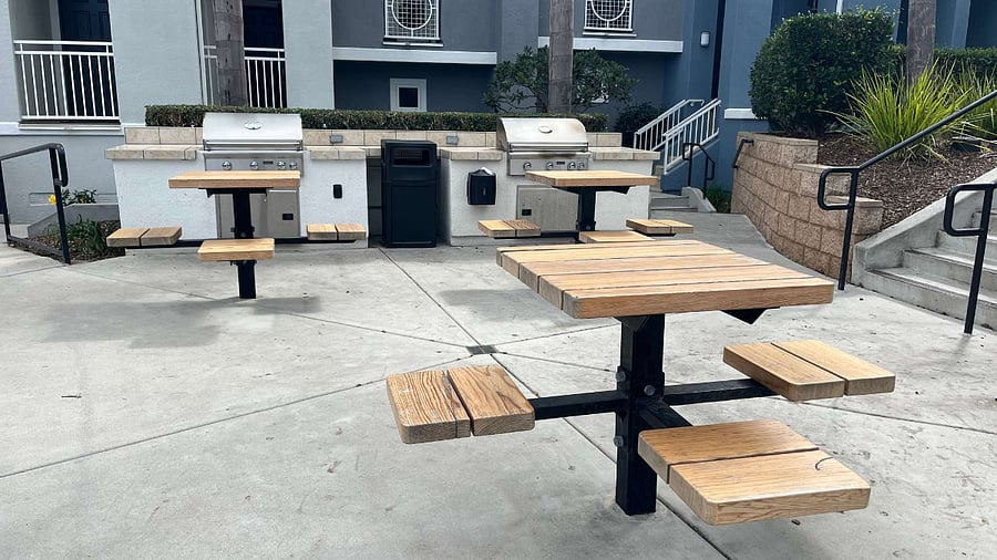 BBQs and Picnic tables by pool