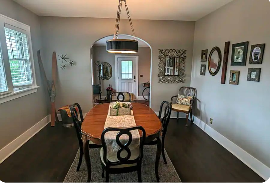 A dining room right off the kitchen.