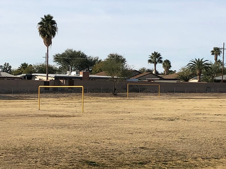 Soccer filed in the park across the street