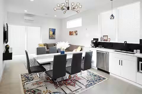 View of the kitchen from dining table