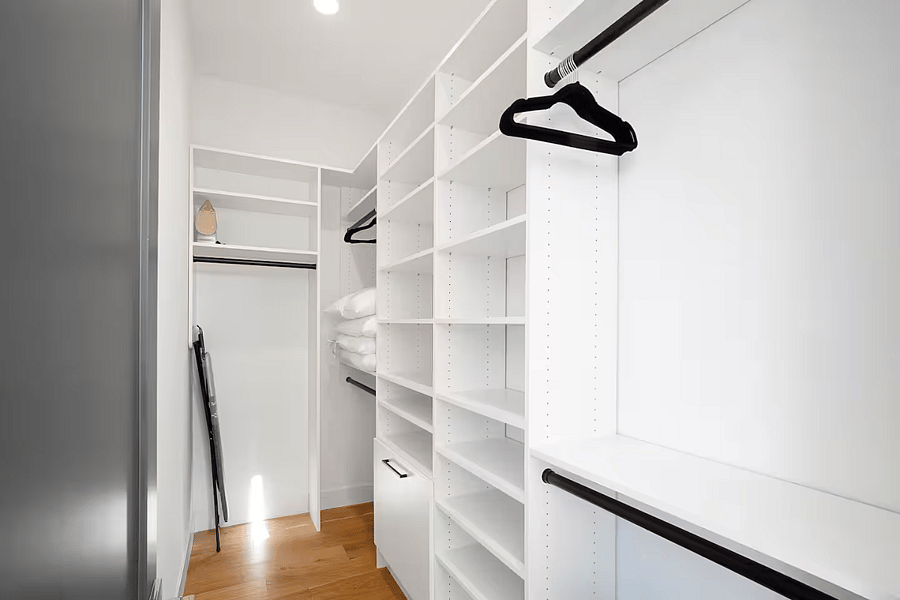 All our bedrooms have good closet space. This is the master bedroom closet. All our bedrooms also has hangers. There is ironing board and iron in the master bedroom closet