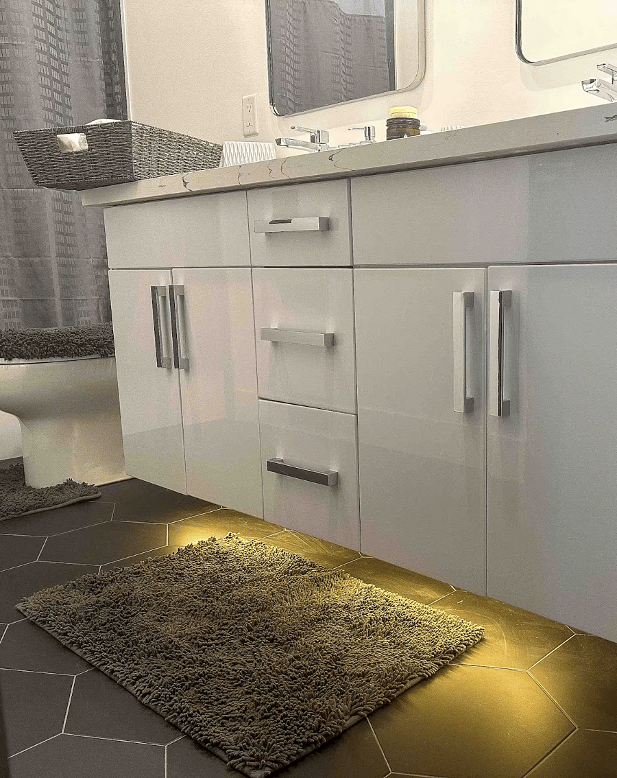 Gorgeous lights below the bathroom sink