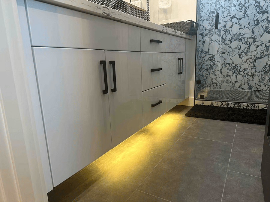 Gorgeous lights below the master bath sink