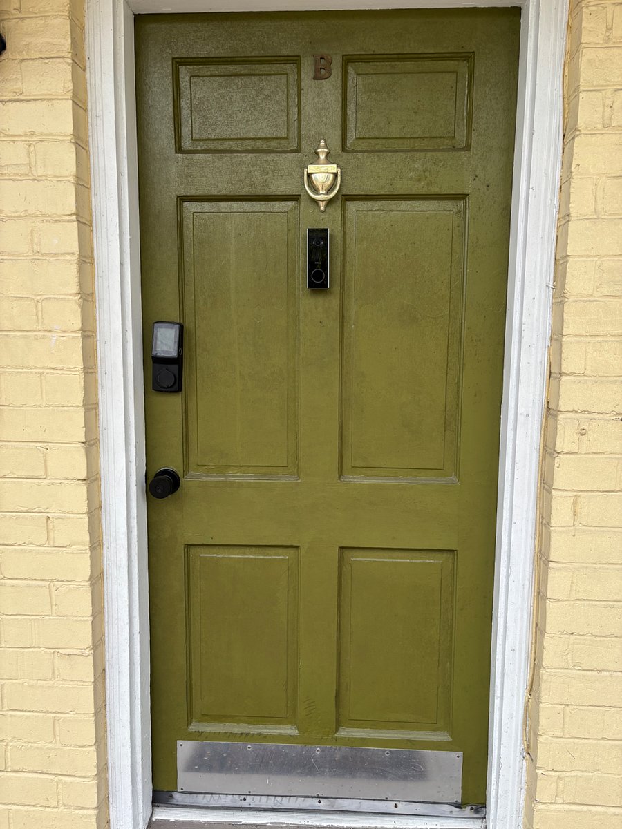 Doorbell camera and keypad entry on front door,