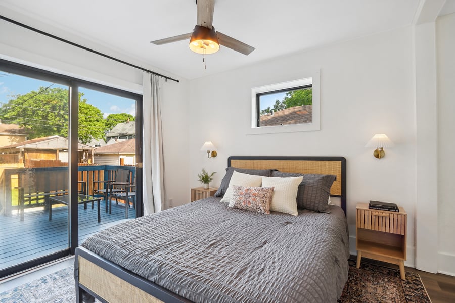 Master bedroom w/ private patio
