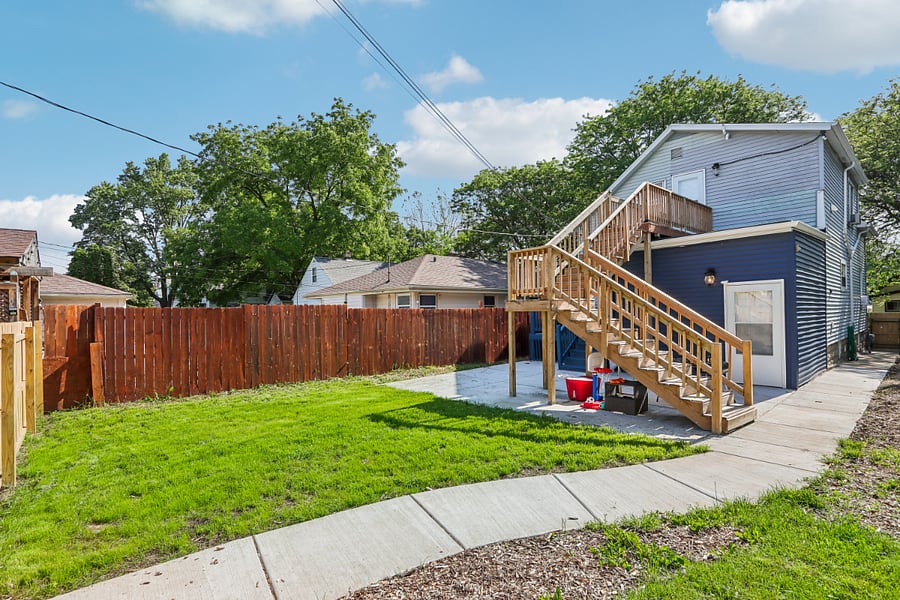 Partially fenced backyard