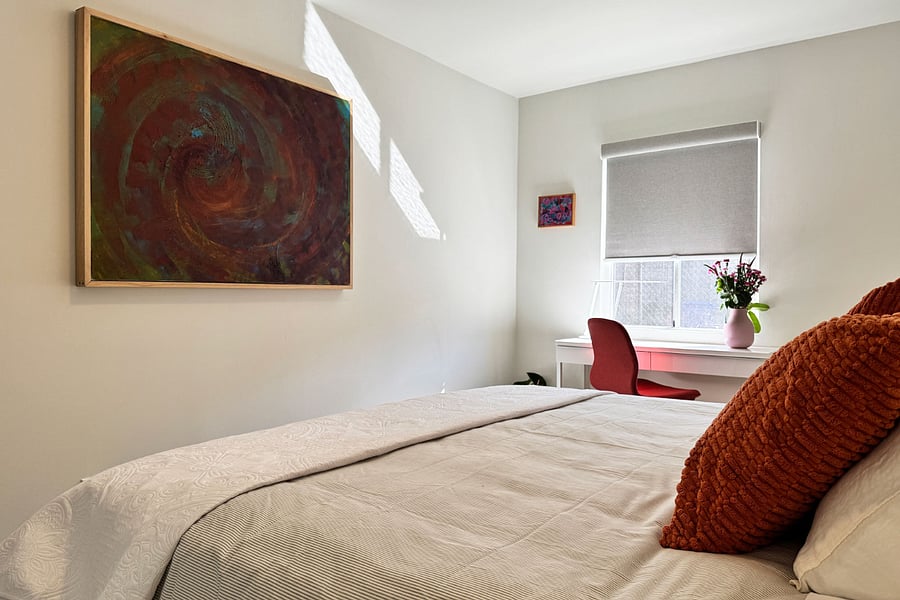 Contemporary art in the master bedroom