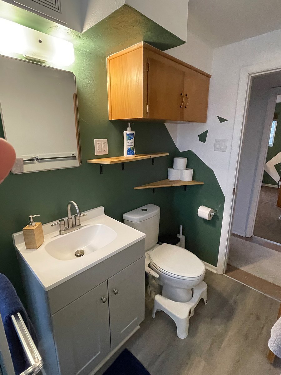 Semi-private bathroom downstairs (across hall from available bedroom)