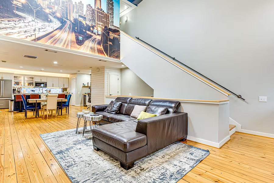 Open-concept living and dining area