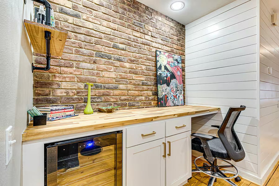 Dedicated workspace with exposed brick