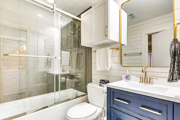 Modern bathroom with walk-in shower