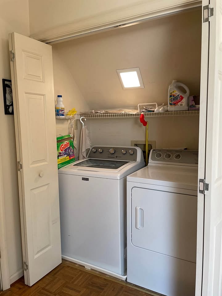 Sturdy Maytag water-saver washer with plenty of room for big loads. Powerful dryer, with new metal venting for fire safety.