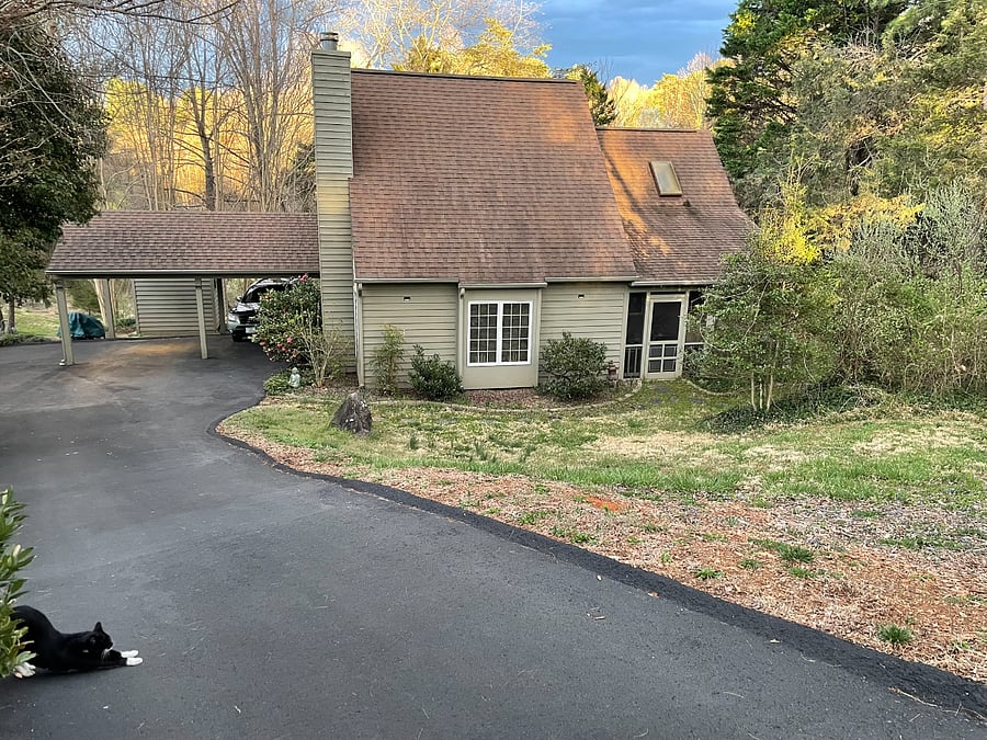 Home, sweet home!  Space for 3 vehicles at the end of the driveway.  Motion-activated security lights (solar and battery-powered) in the driveway and at the front of the house in case you arrive or leave after dark.