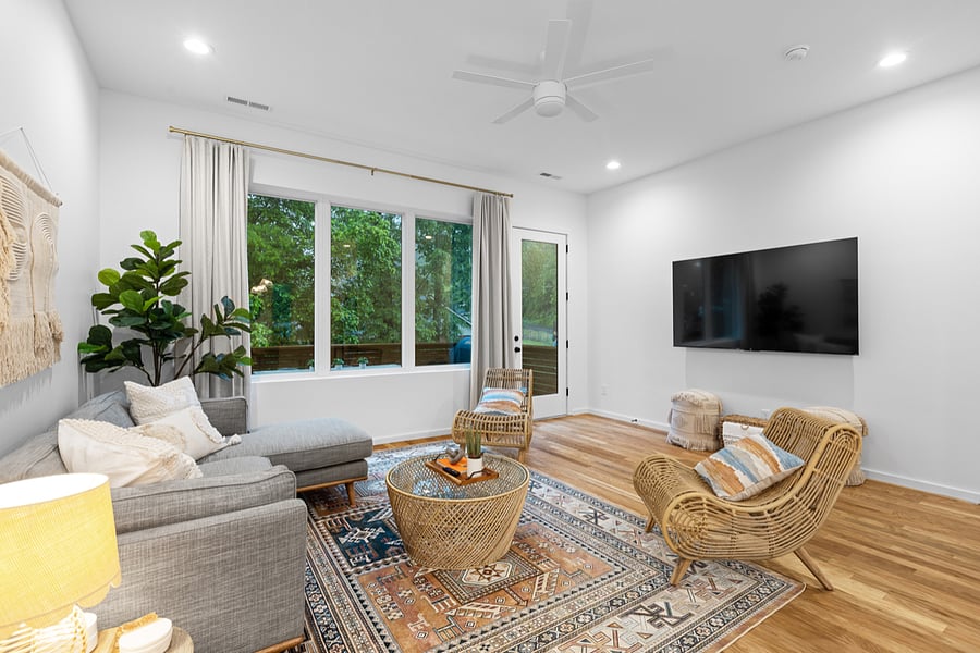 1st floor living Room with Smart Roku TV.