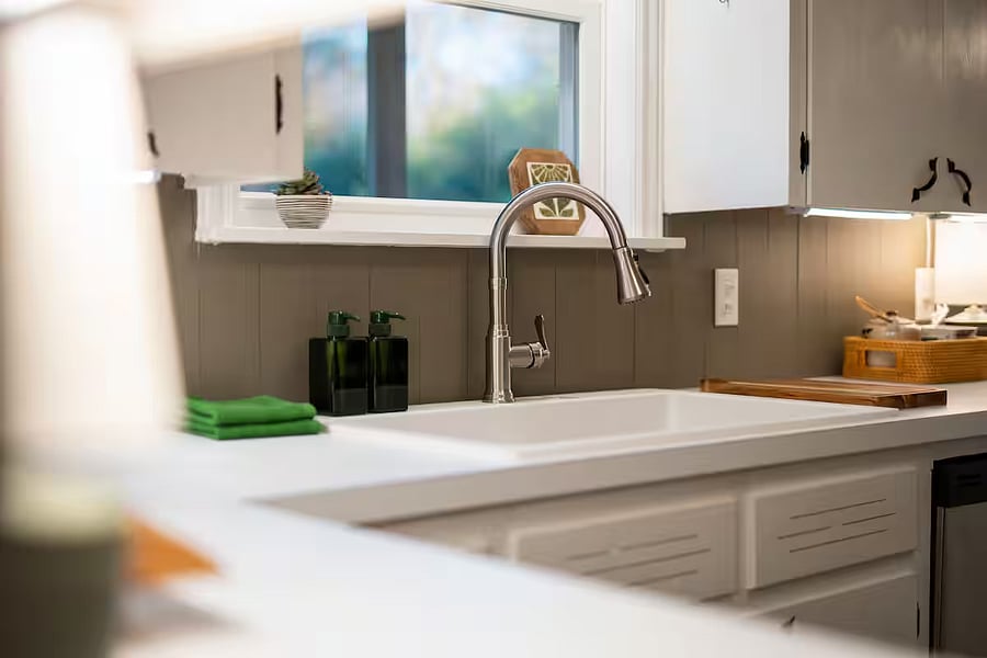 The sink and faucet are new.