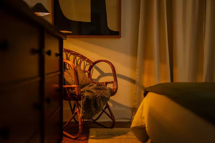 Adjustable lighting provides a soft glow to relax.