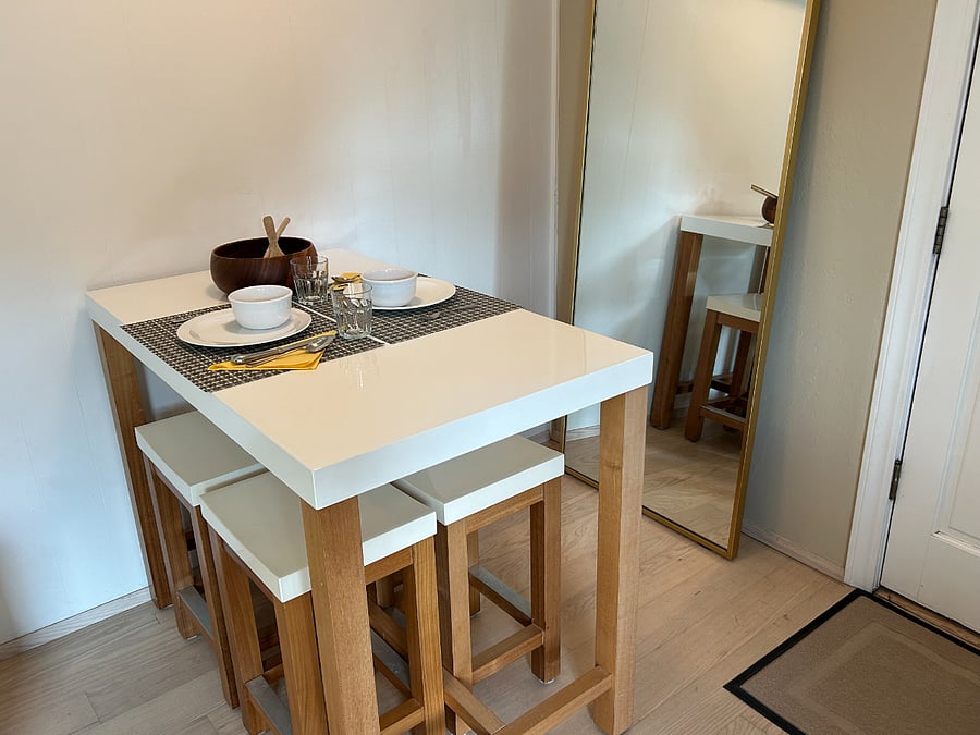 Table for 4 inside, great for dining, working or puzzles