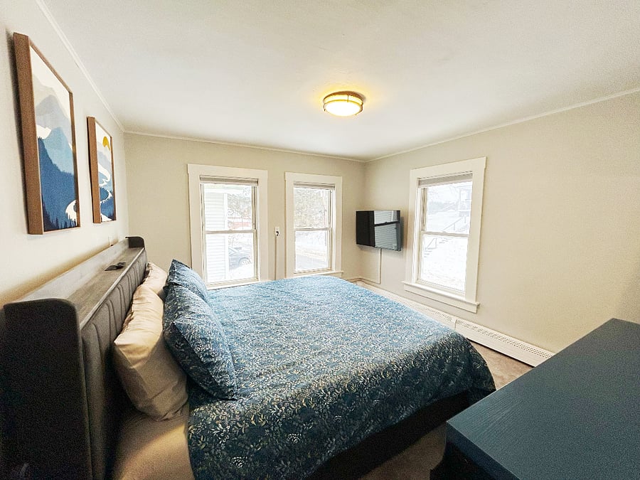 Primary bedroom from living room