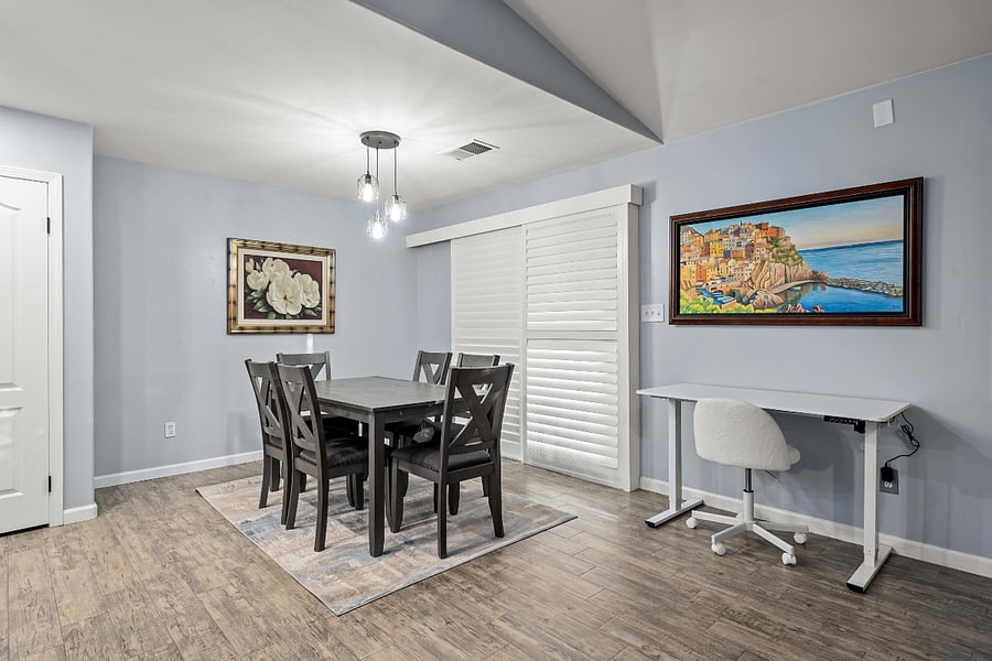Dining table and dedicated workspace