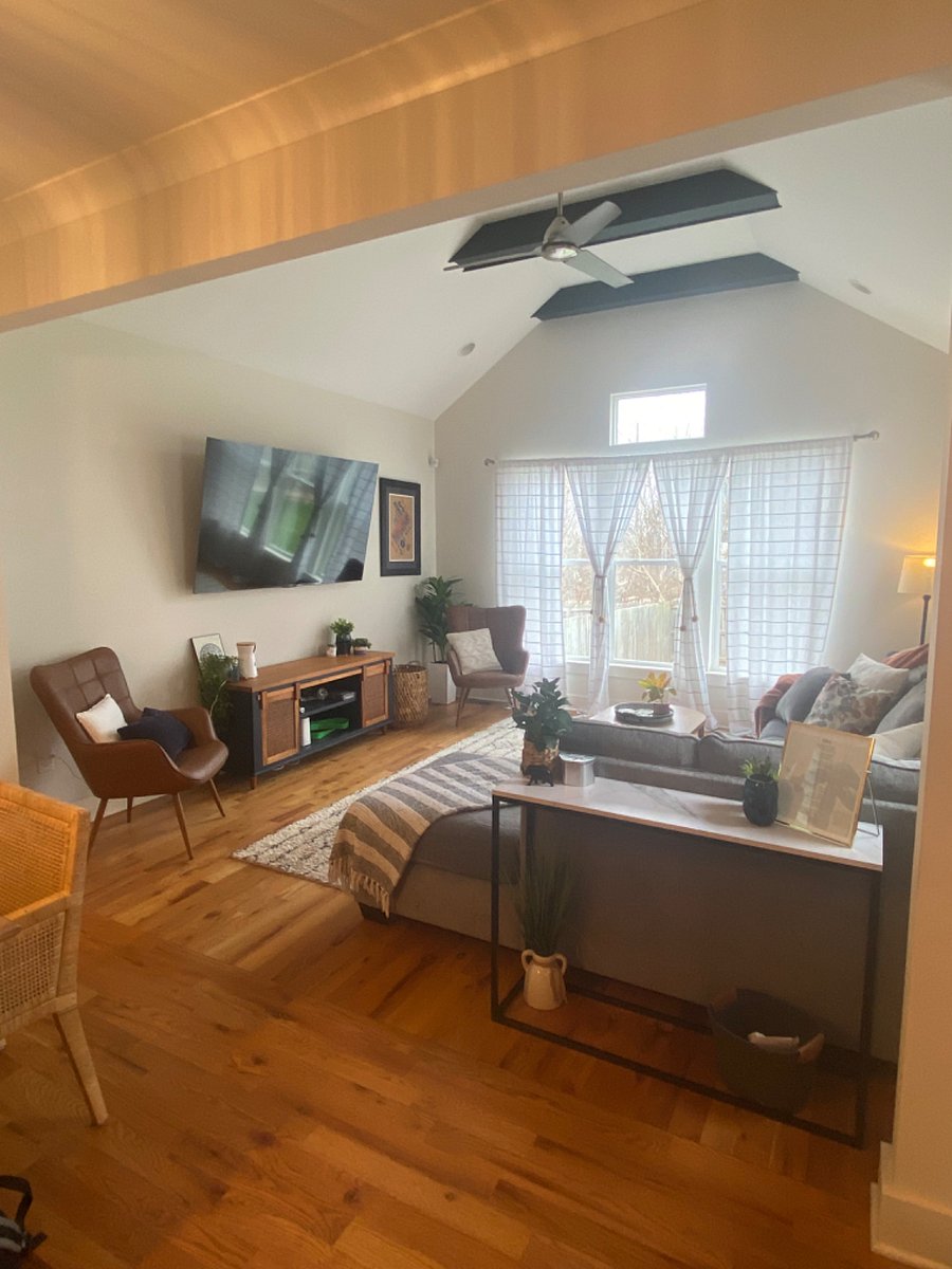Living room (75 smart TV) from kitchen/dining room