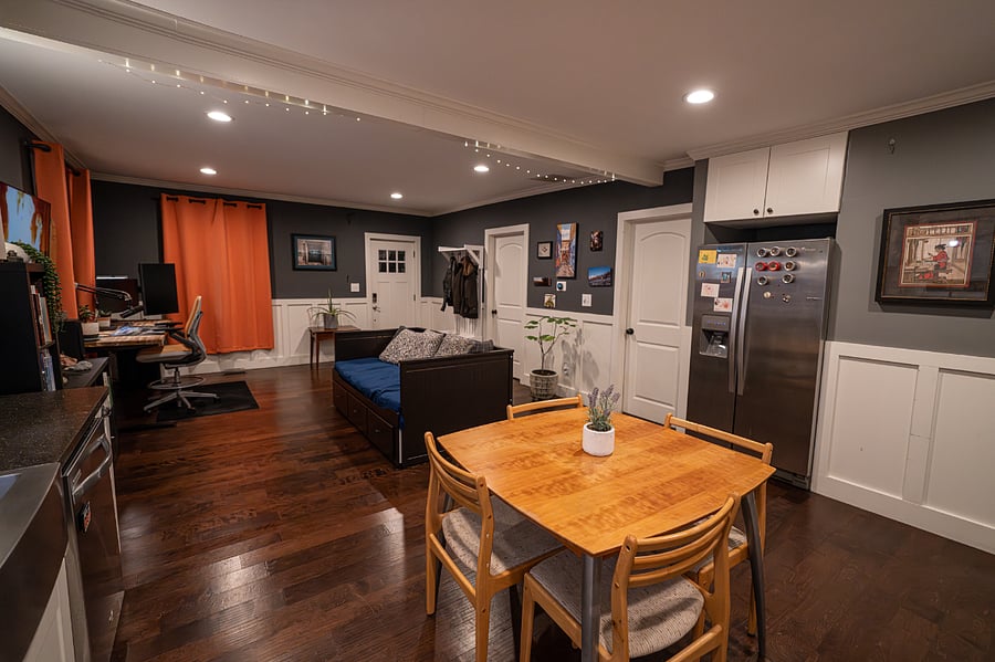 View of living area from kitchen