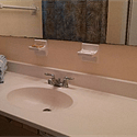 Large vanity in bathroom