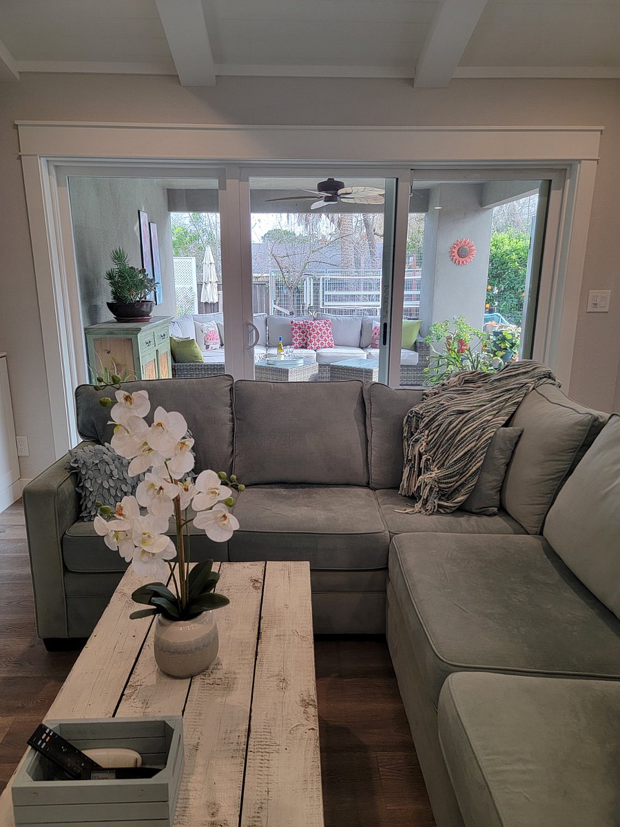 Living room overlooking the outdoor living space
