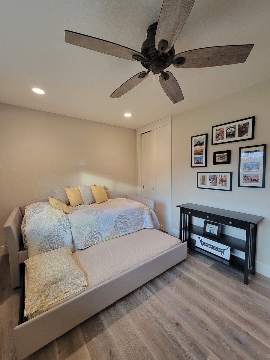 3rd bedroom includes two twin trundle beds as well as dedicated office space