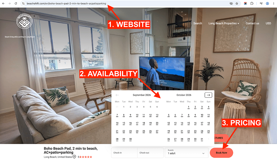Go to beachshift.com and check availability and pricing, and then book.