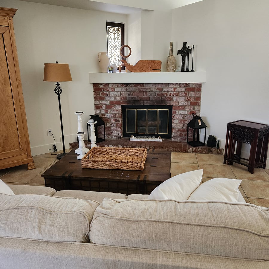 Interior of main home; formal living area.