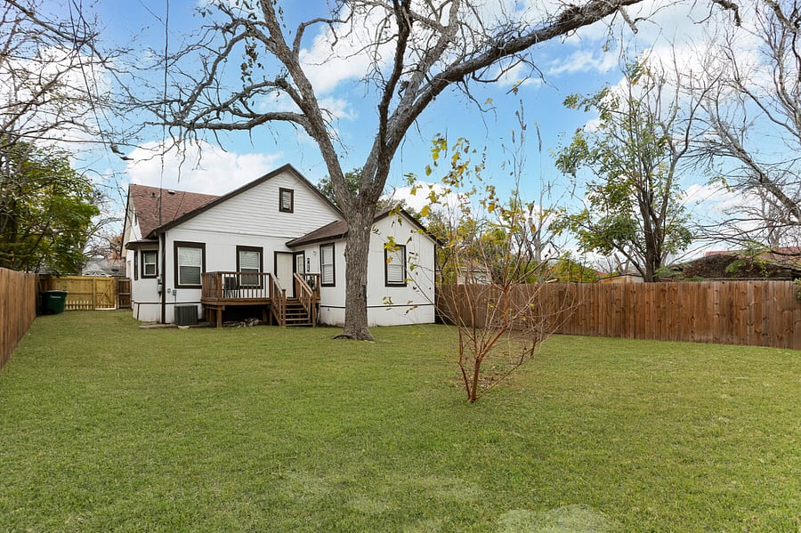 Fenced in backyard