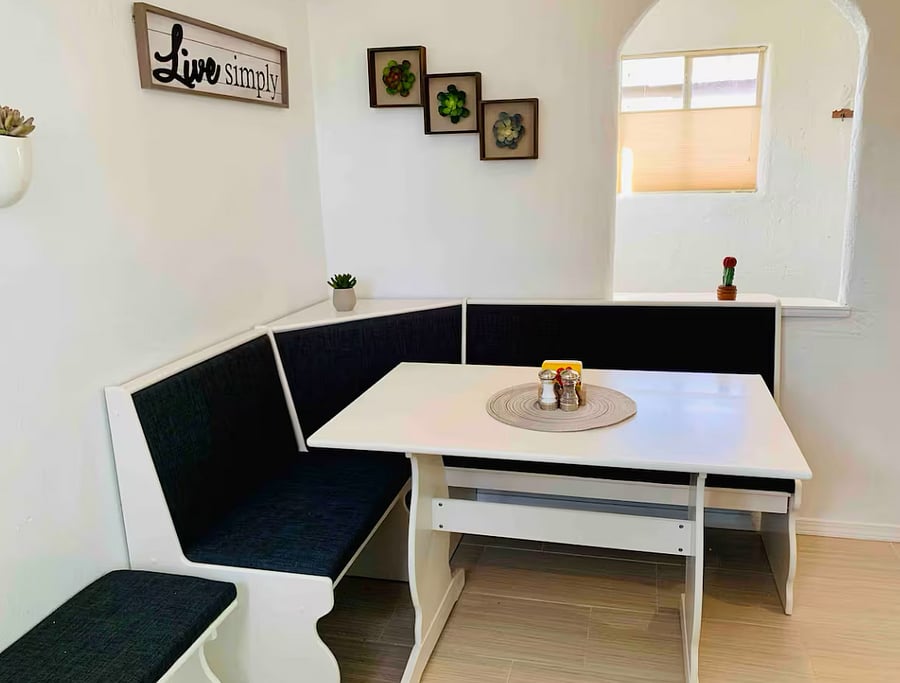 Dining area and workspace area.