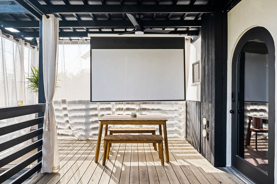 Private exterior deck off of kitchen