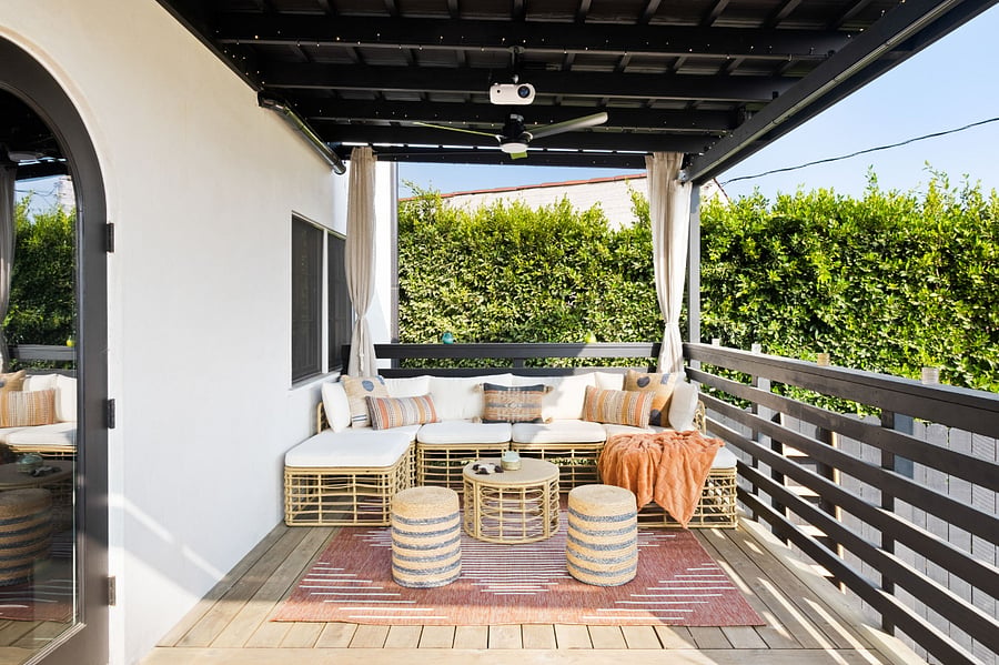 Private exterior deck off of kitchen