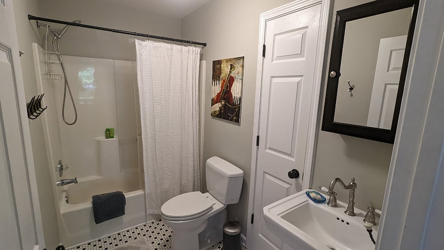 Bathroom with large closet