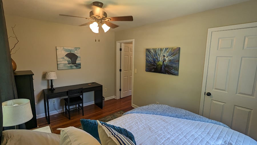 Spare bedroom and desk