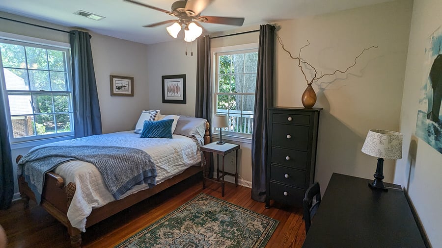 Spare bedroom and desk