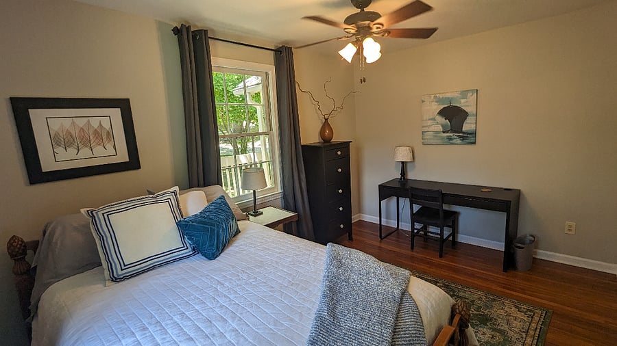Spare bedroom and desk