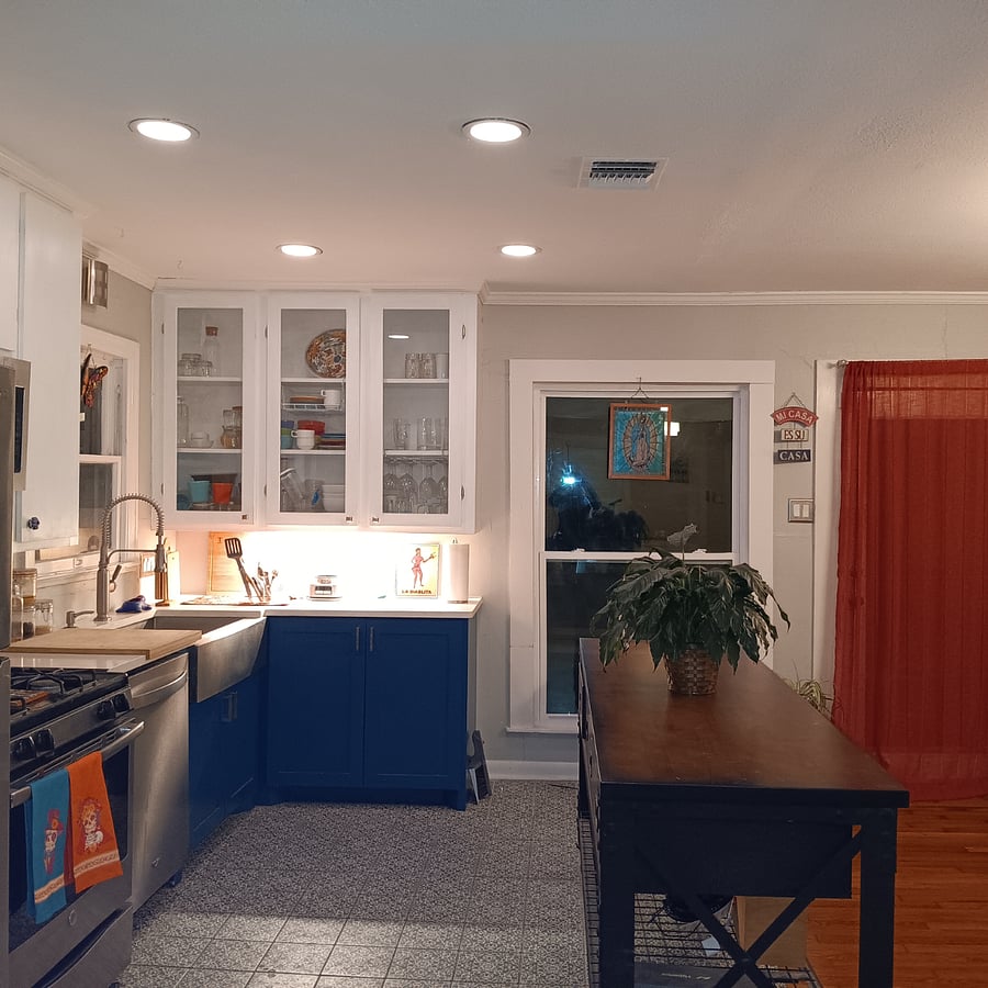 Kitchen equipped with wine glasses and anything you may need to cook