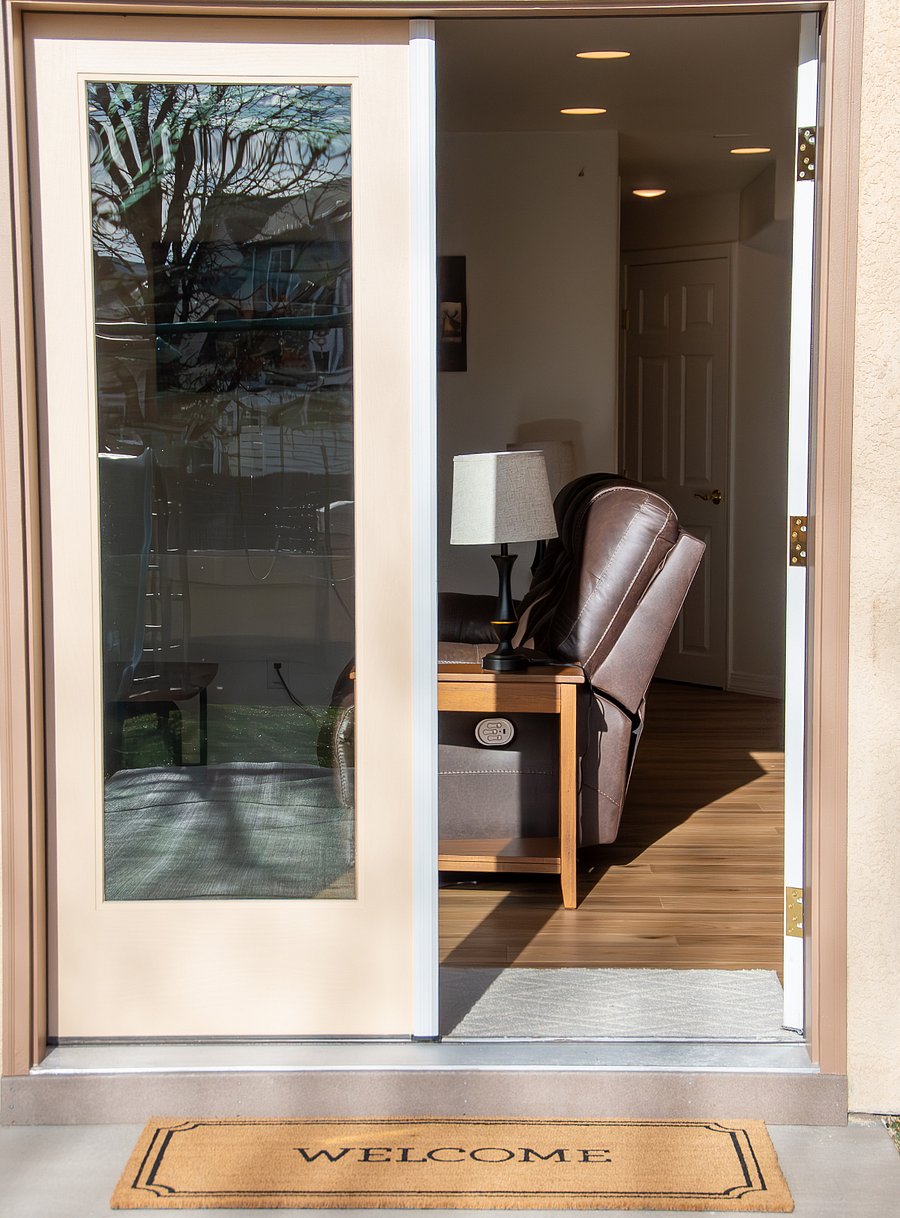 View of your entrance walking into your home. Both doors are able to open.