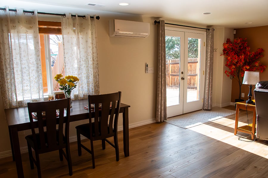 View of dining area from standing in the kitchen.