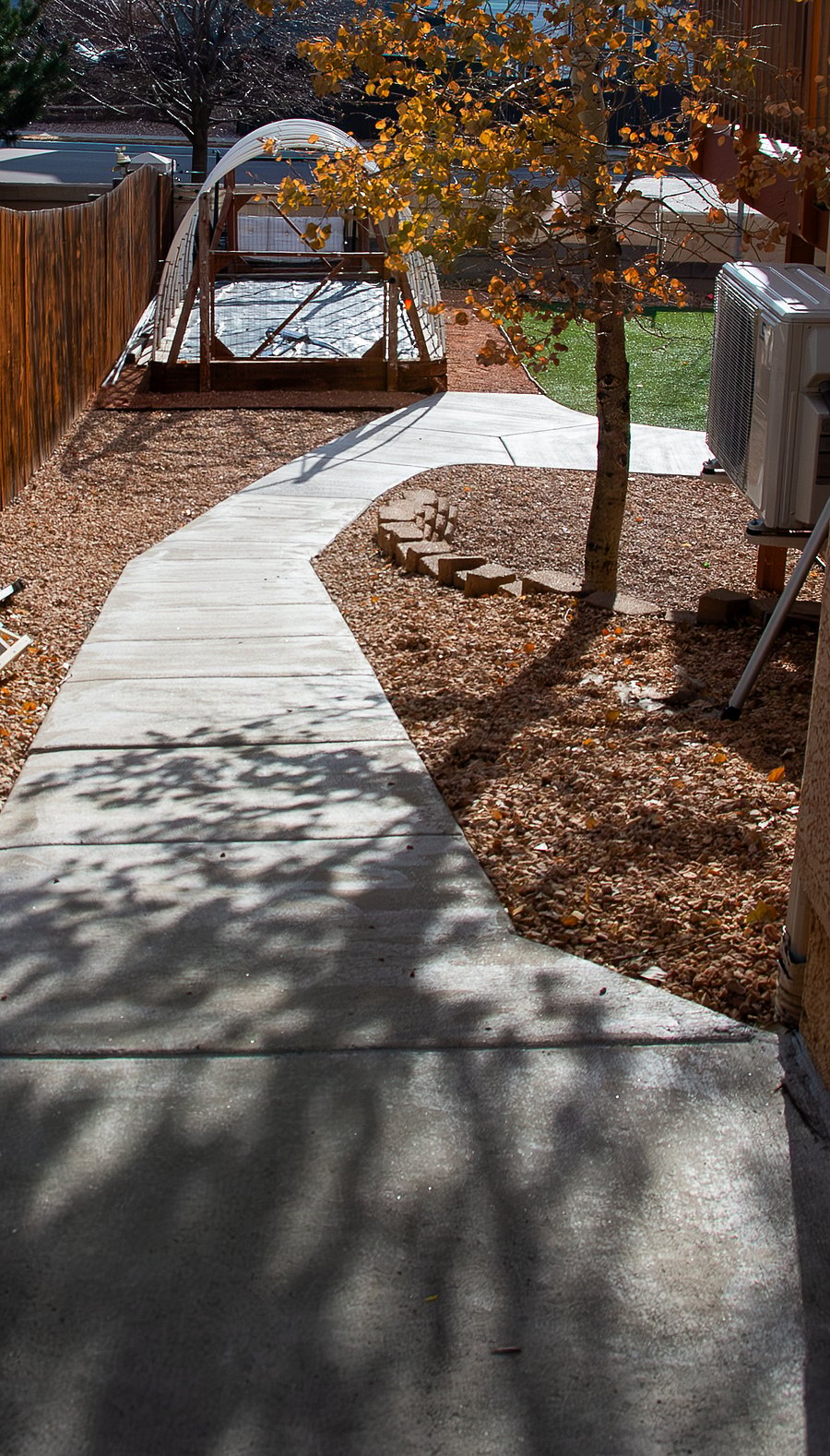 View from after the gate, leading down to your private entrance.
