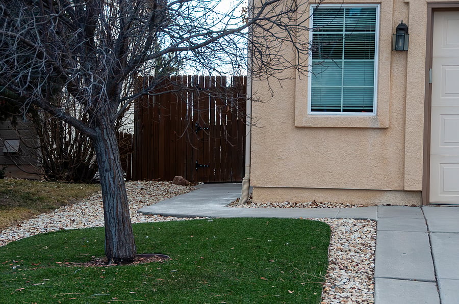 Your private entrance is to the left, through the gate.