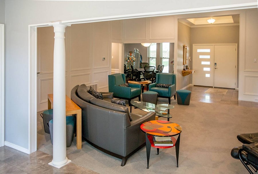 Living Room with Dining Room and Foyer beyond