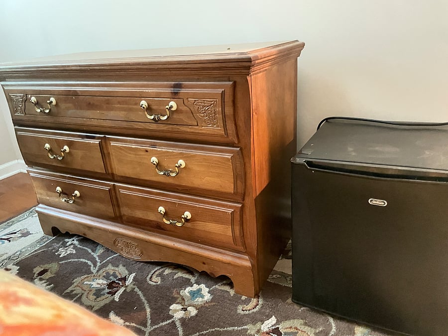 Dresser and small fridge 