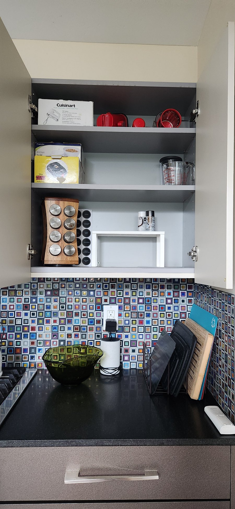 Spice rack and plenty of space to add whatever you like to spice things up with.